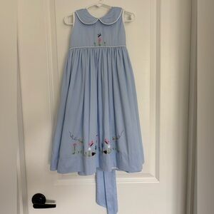 Strasburg Heirloom Garden Embroidered Dress 3T Blue Peter Pan Collar Portrait